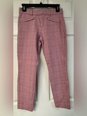 GAP Pink Plaid Slim-Fit Ankle Pants